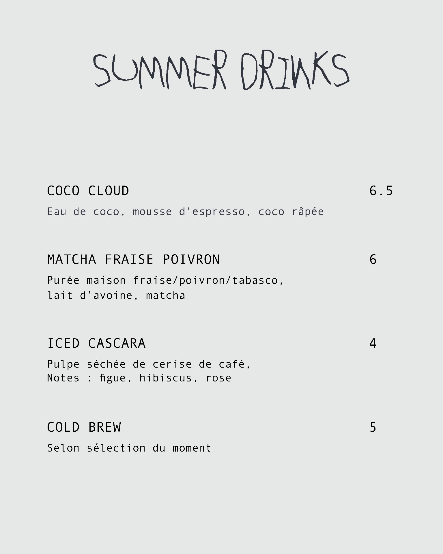Summer drinks Maison Caldo